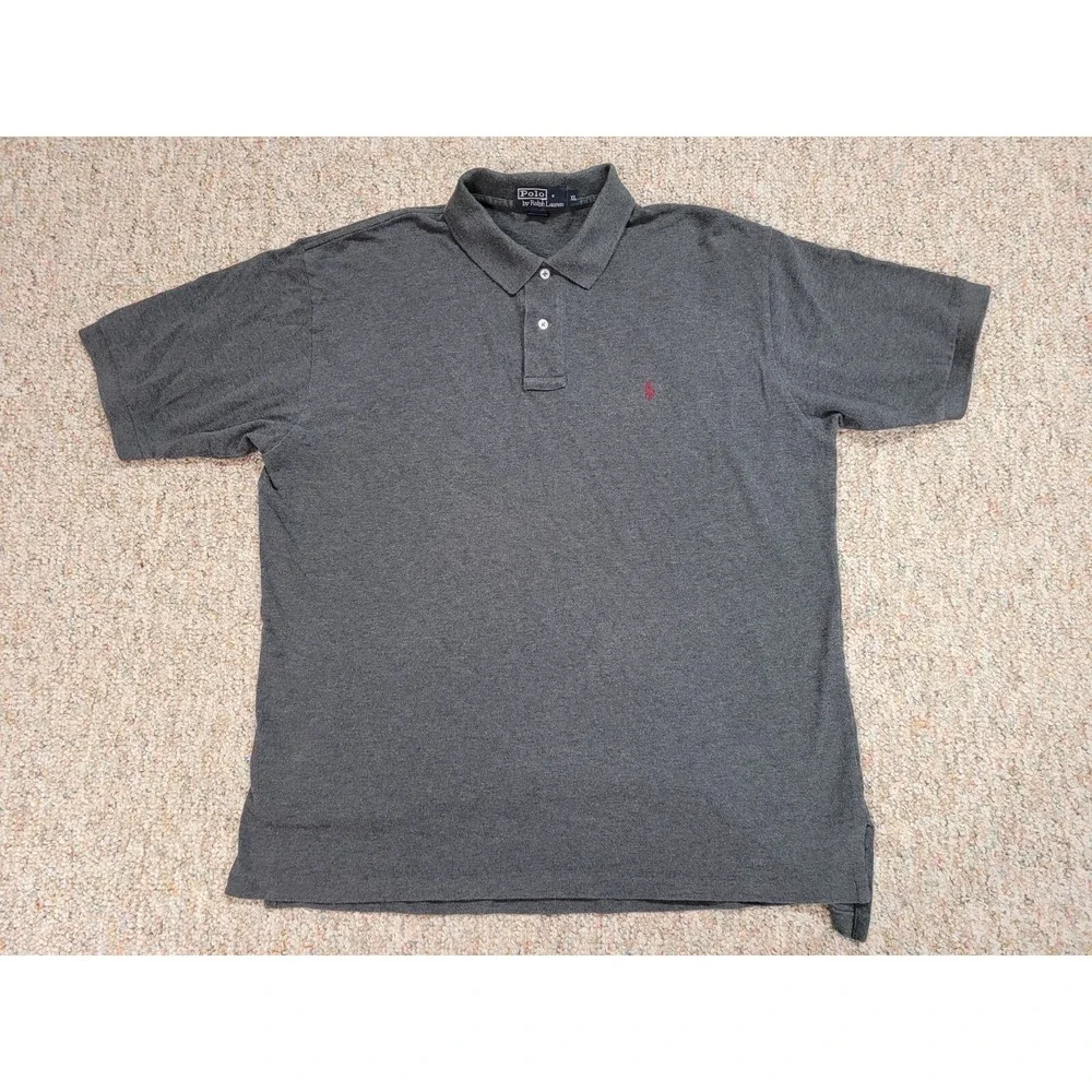 Polo Ralph Lauren Shirt Mens XL Gray Short Sleeve Polo Pique Cotton